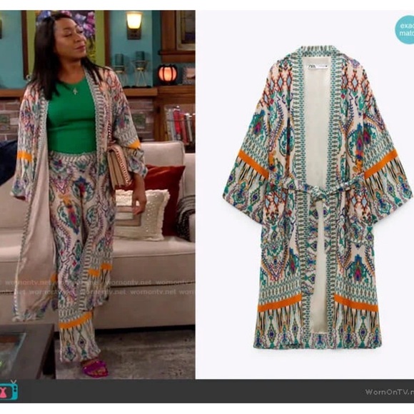 ASO TV Zara Geometric Print Kimono size Small - Picture 2 of 10